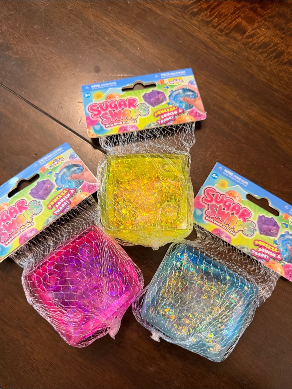Sugar Swaps Glitter Building Blocks - Pink, Yellow & Blue Squishy Toys